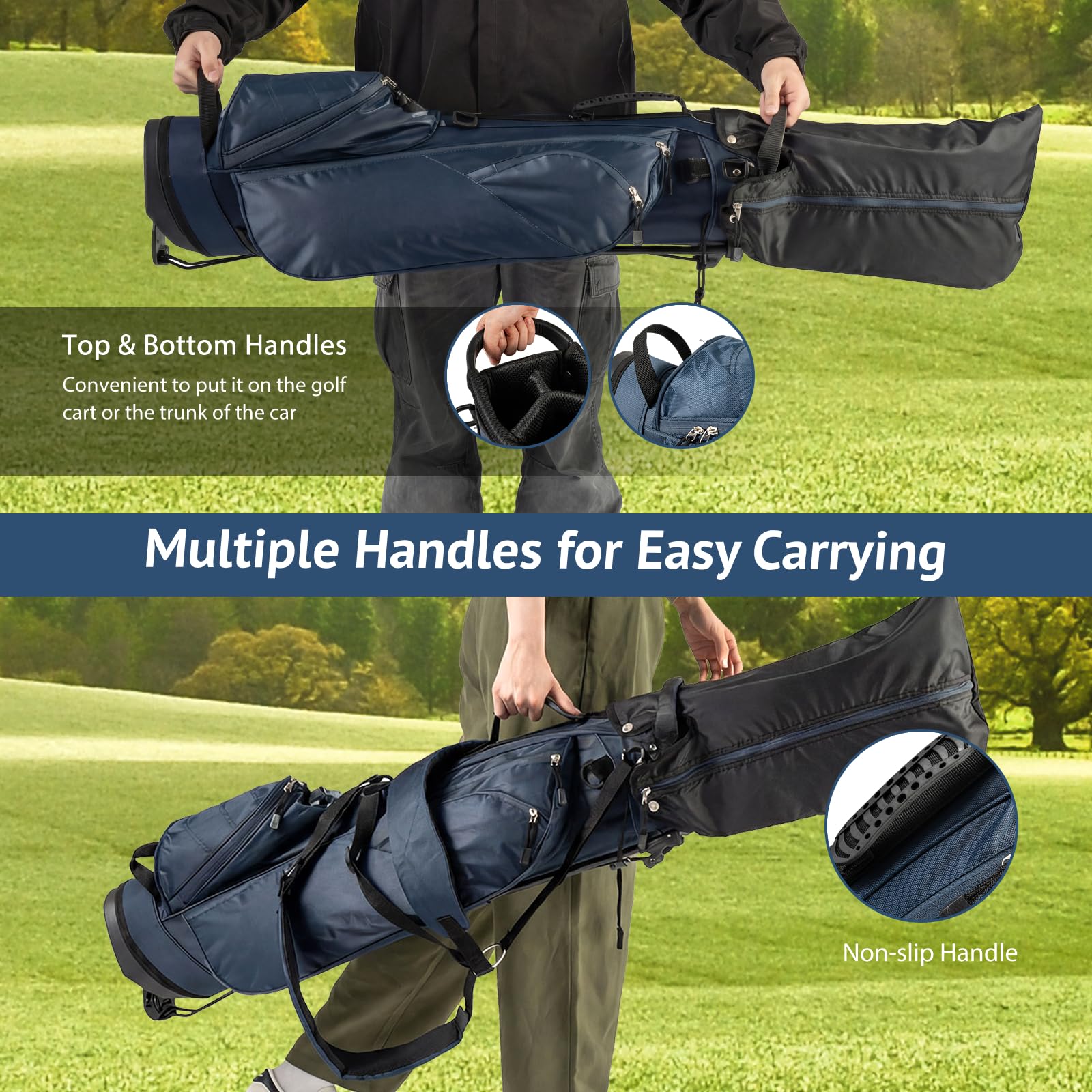 GYMAX Borsa da golf professionale, con divisore a 4 vie, 4 tasche portaoggetti e tracolla regolabile, borsa da golf impermeabile per uomini e donne