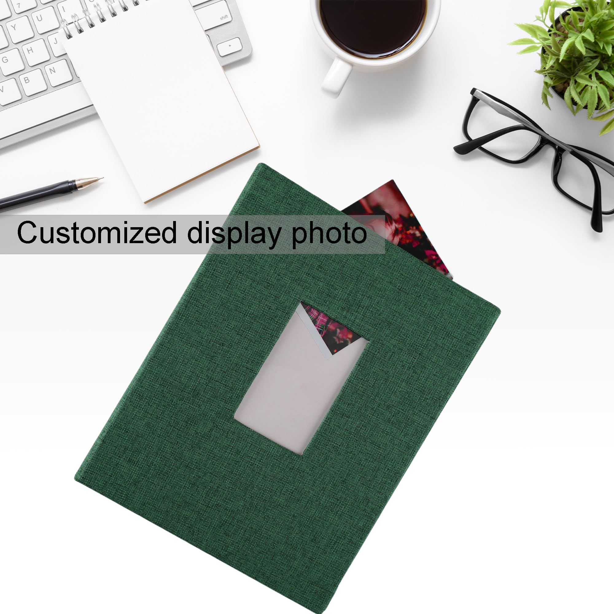 Polaroid Fotoalbum, kleines Bilderbuch für 280 Fotos, grünes Erinnerungsbuch für 2 × 7,6 cm Bilder, Leineneinband, Fotokartenalbum mit Sichtfenster, ideal für Hochzeit, Reisen, Baby Growth