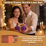 LEACOOLKEY Men Women 2 Loop No Buckle Invisible Belt Hooks, Adjustable Tactical Metal Hook Elastic Belt Buckleless Side Belt