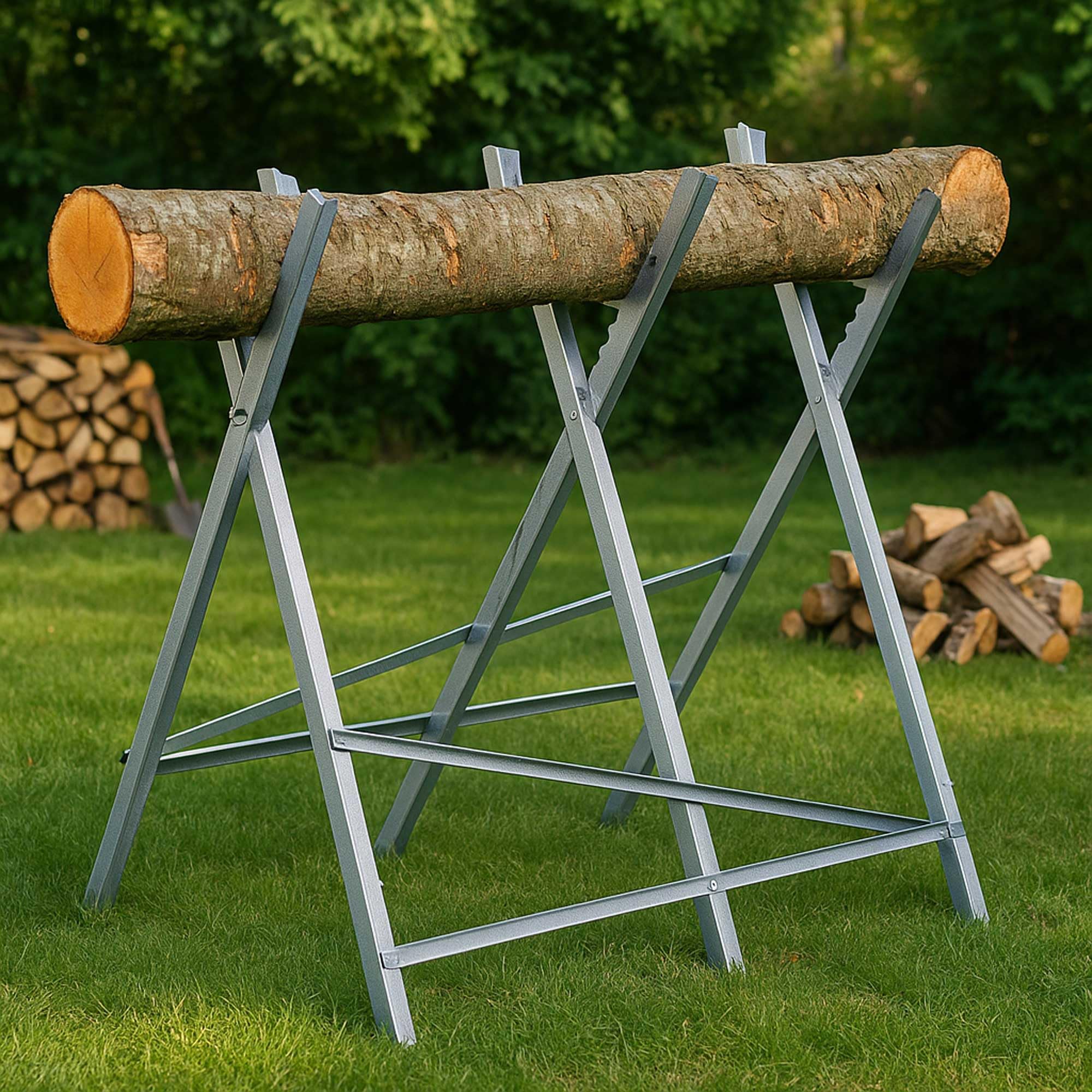 WERKA PRO Cavalletto per Tronchi 4 Supporti in Acciaio