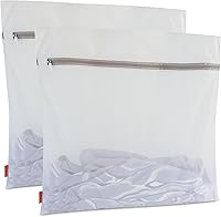 Vista 9 de Polecasa 3 bolsas de malla para lavandería con cremallera resistente, agujeros de malla uniformes, varios tamaños para todos tus delicados