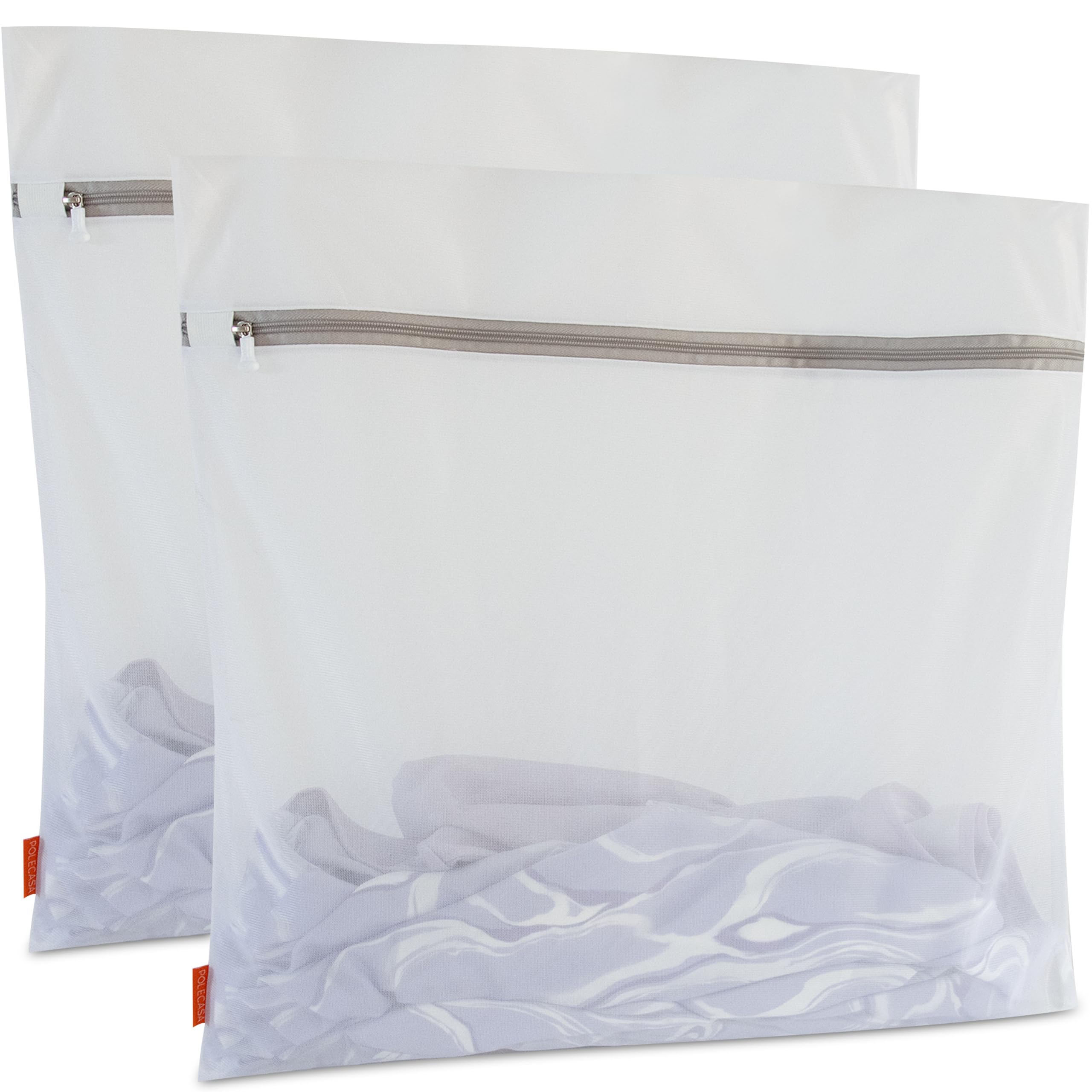 Photo 1 of Polecasa Heavy Duty Mesh Laundry Bags for Delicates – 2 Pack with Sturdy Zipper for Lingerie, Coats, Baby Clothes, Underwear – Washing Machine & Dry Safter 24 x 24 Inches (2 XX-Large)
