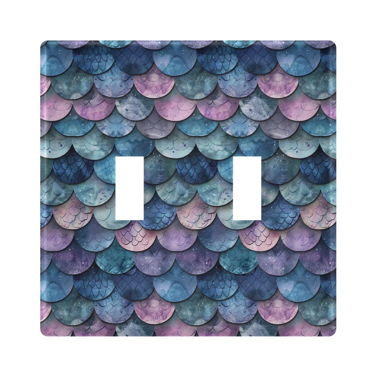 UMIRIKO Blue Purple Mermaid Scale Light Switch Cover Plate Covers Decorative Double Toggle Home Decor 202b3367
