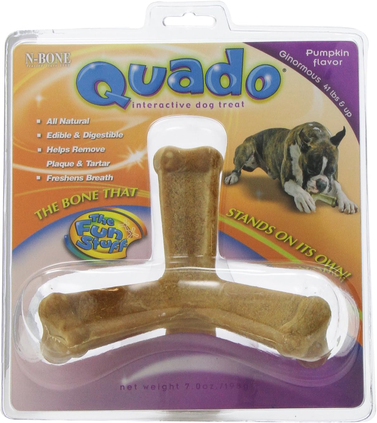 N-Bone Quado Interactive Dog Chew Treat, Pumpkin Flavor, Ginormous