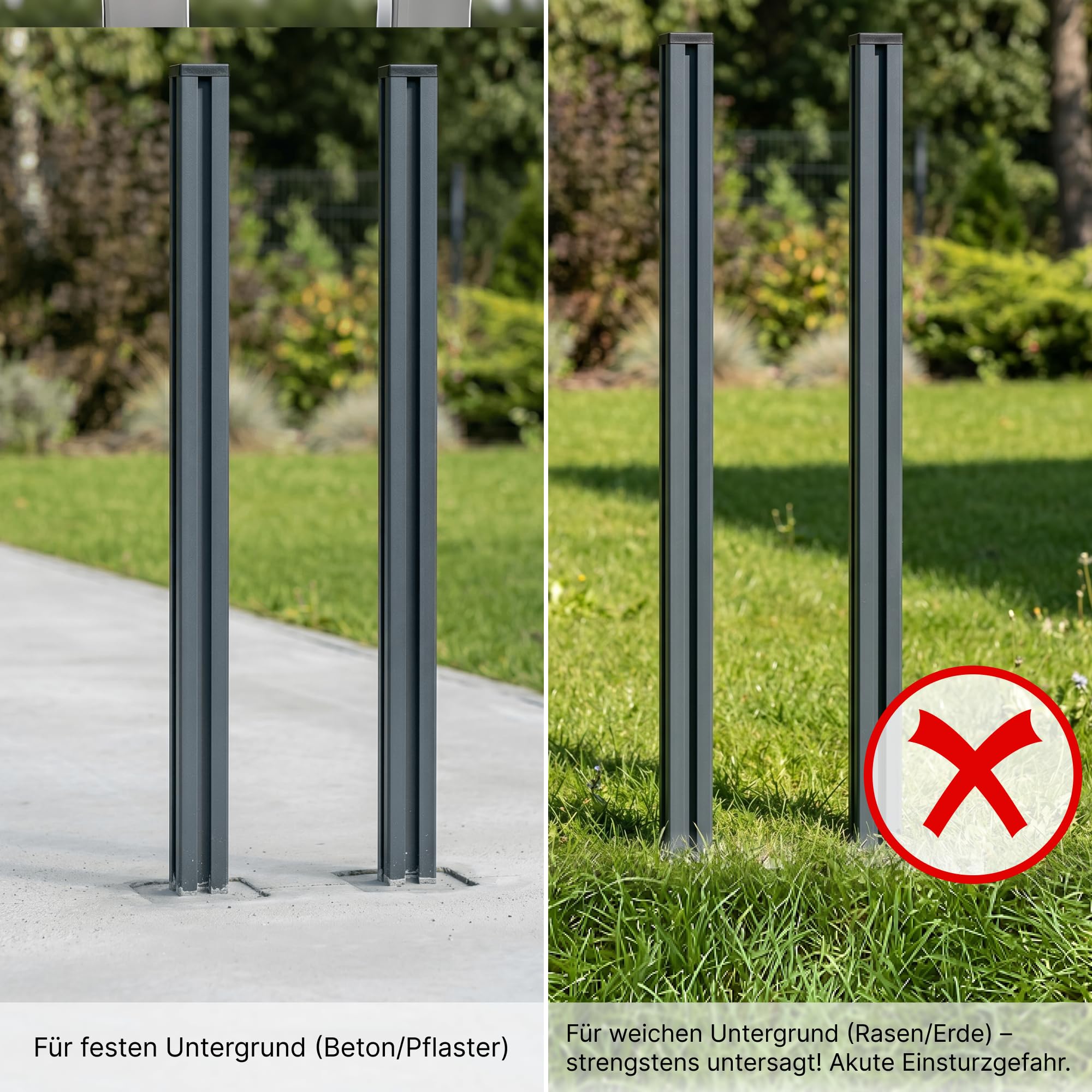 WPC Sichtschutzzaun Komplettset Anthrazit 180x185cm Alu-Pfosten
