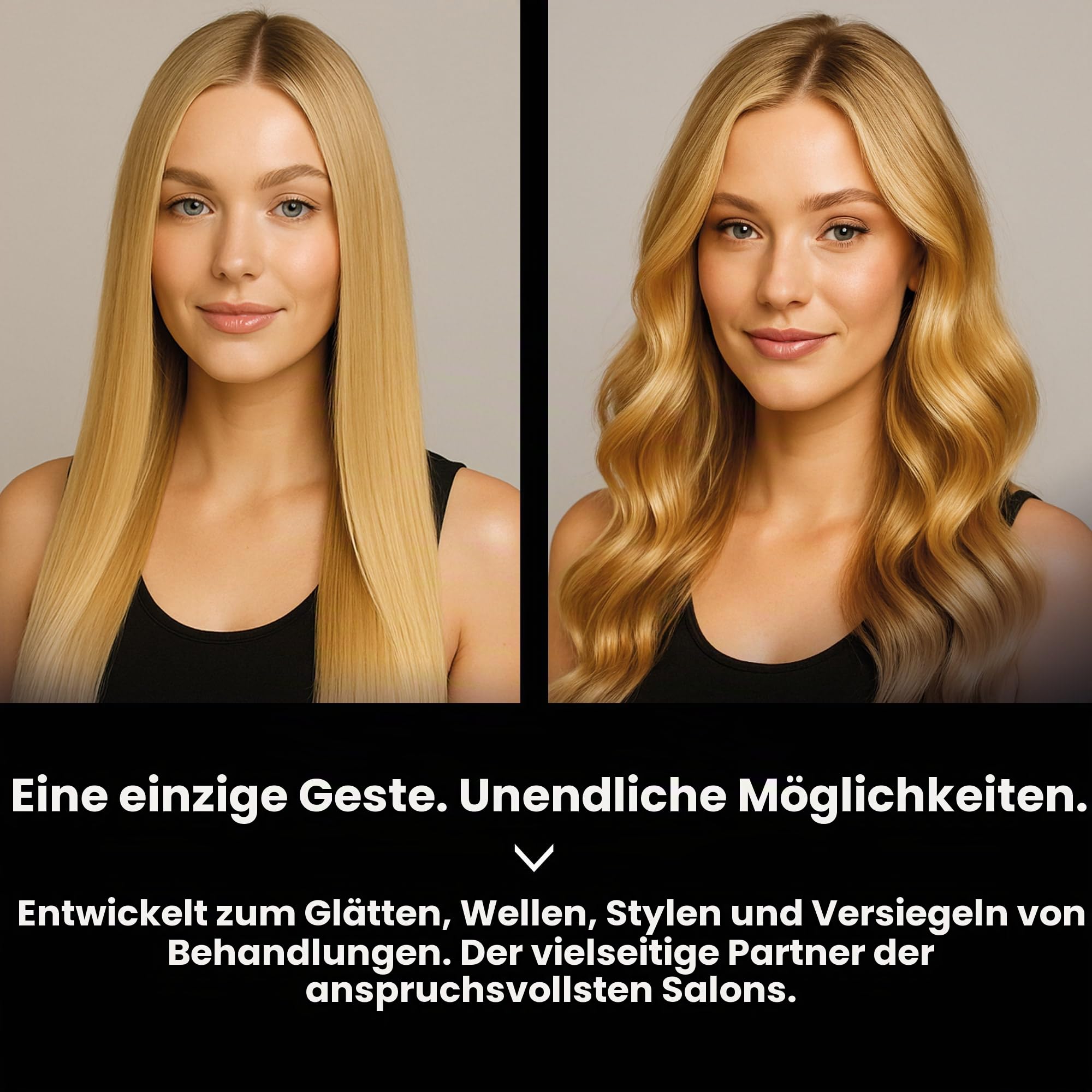 Termix 230º-Glätteisen in der schwarzen Edition. Glätteisen mit Keramikplattentechnologie. Digitales Temperaturregulierungssystem. Infrarotsystem. Nanotechnologie. Reduziert Frizz und hält das Haar länger weich.