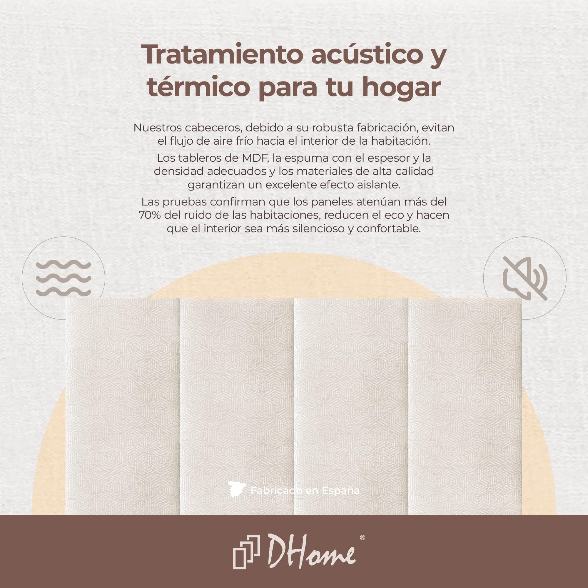 DHOME Cabecero Tapizado en Tejido Luxury Antimanchas Diseño Modular Vertical Autoadhesivo Cabezal Cama Dormitorio Acolchado (Ethnic White, 110cm, Altura 80cm, x3)