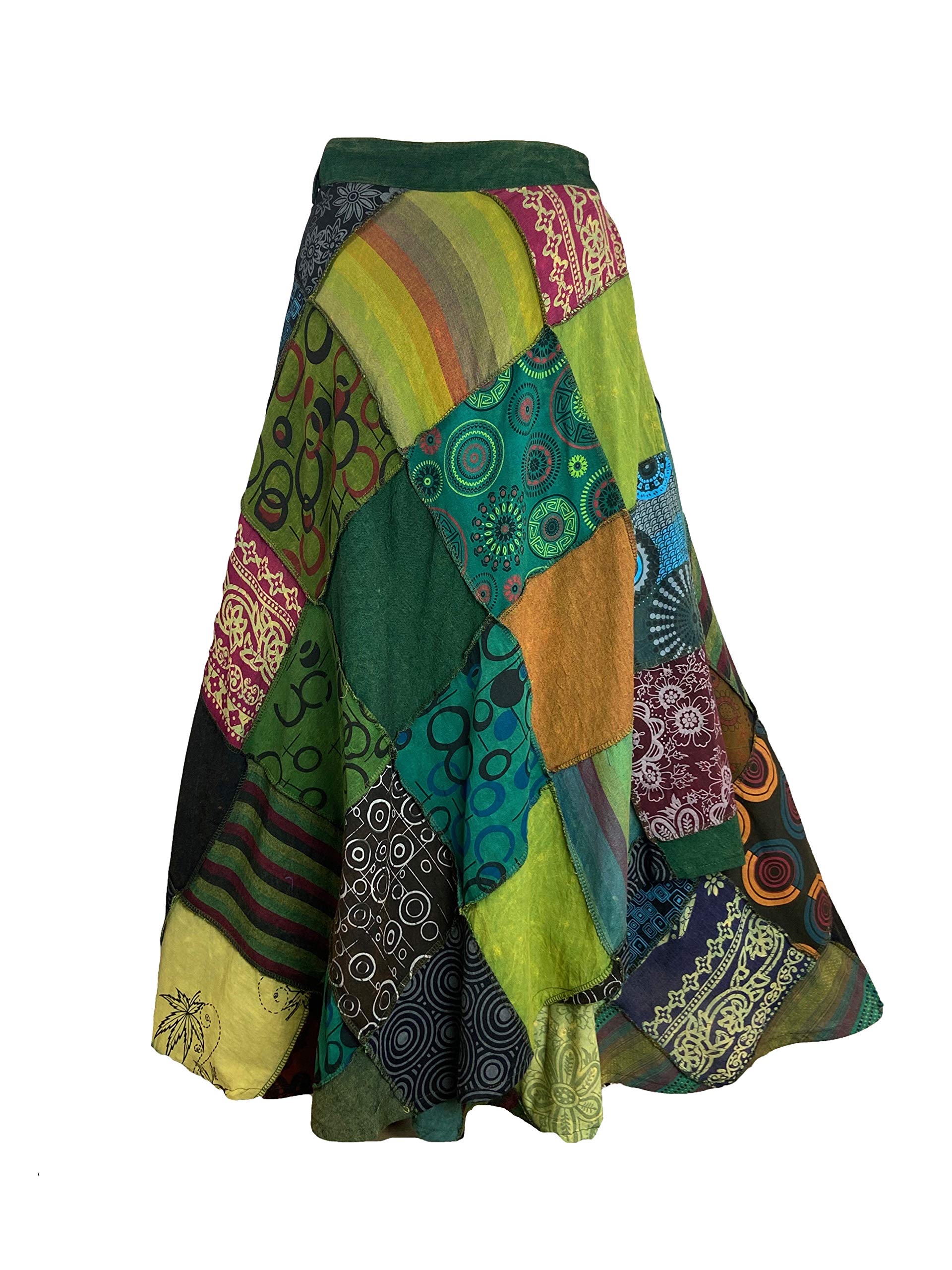 Agan Traders2025 Fall Boho Tie Dye Maxi Skirts for Women – High Waisted Wrap Cover Up Patched Long Skirt for Women