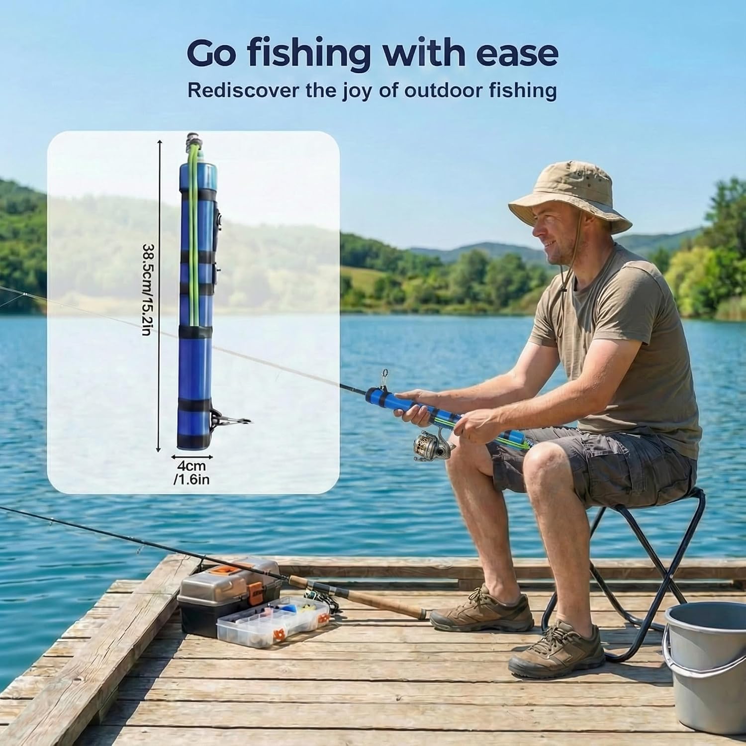 Fishing Catapult Rod 2026 Upgraded, Compact Telescopic Fly Fishing & Lure Launcher Tool, Portable Gear for Saltwater or Freshwater, Great Equipment for Sports Equipment & Tools