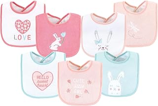 Hudson Baby Unisex Baby Cotton Terry Drooler Bibs with Fiber Filling, Bunny, One Size