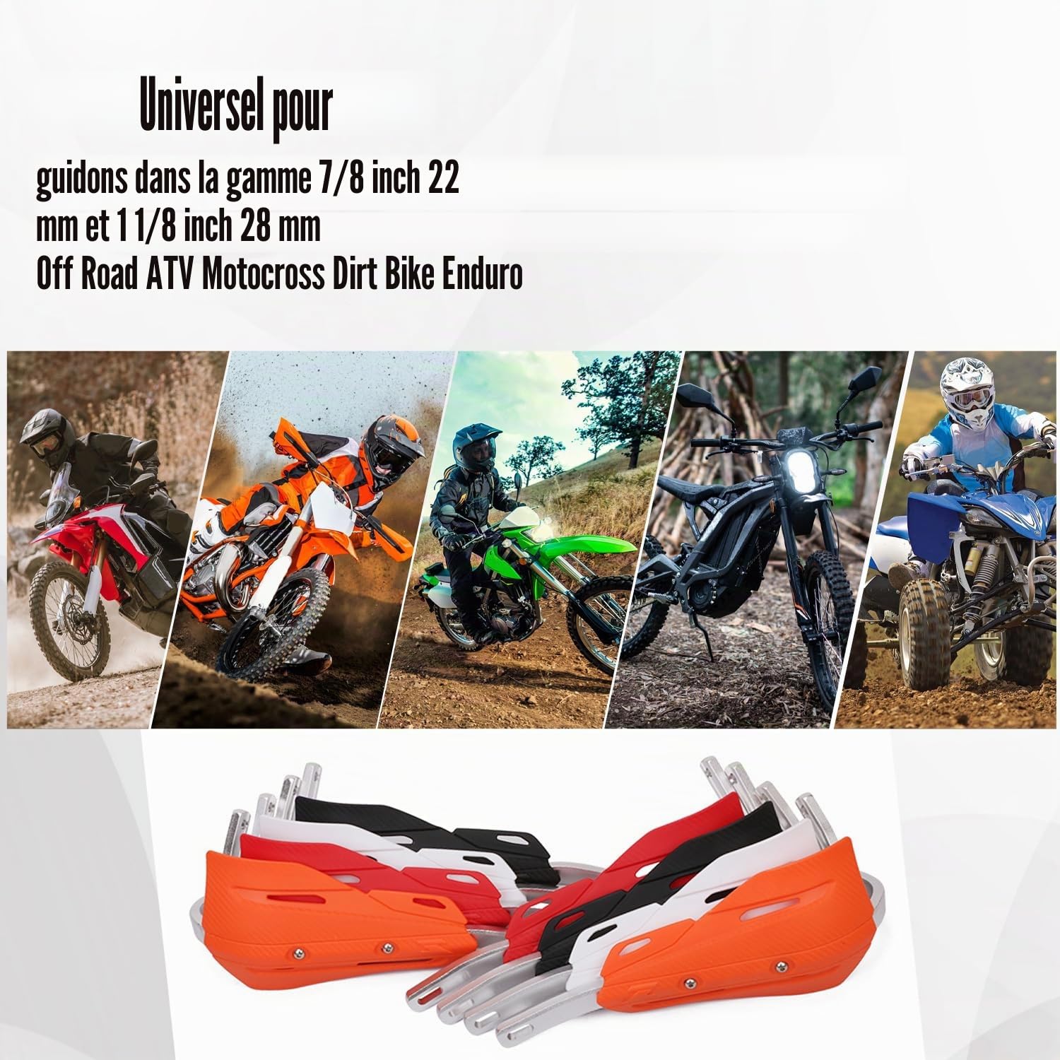 Protege Main Moto Cross,Aluminium Protege Main Universel pour Guidon Moto 22mm / 28 mm Moto Pit Bike Dirt Bike MX Racing ATV Quad Surron Husqvarna 701-Noir