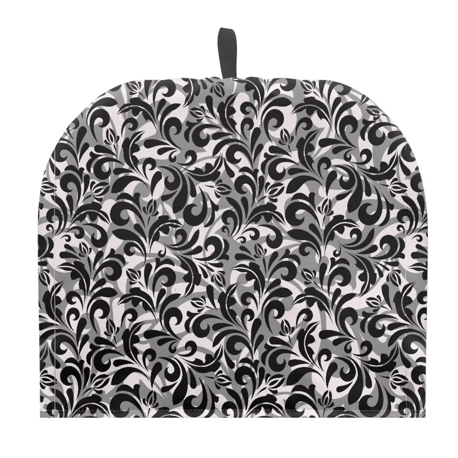 Nxidvxne Tea Pot Cozies 3D Printed Black Floral Stripe Pattern Teapot Dust Cover Tea Cosy Kitchen Home Decorative Tea Pots Cozy with Insulation Pad for Housewife Friend Mom Black