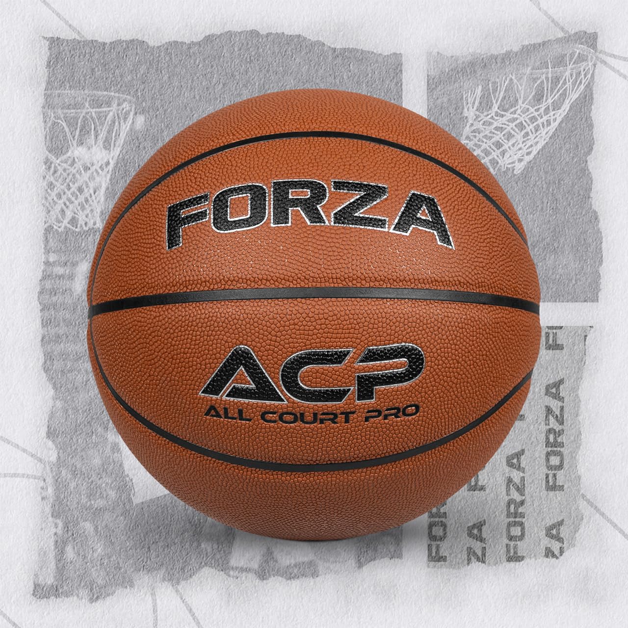 FORZA Palloni Da Basket All Court Pro | Pelle Premium In Microfibra Con Texture HEX Per Una Maggiore Aderenza - Taglia 5, 6 & 7