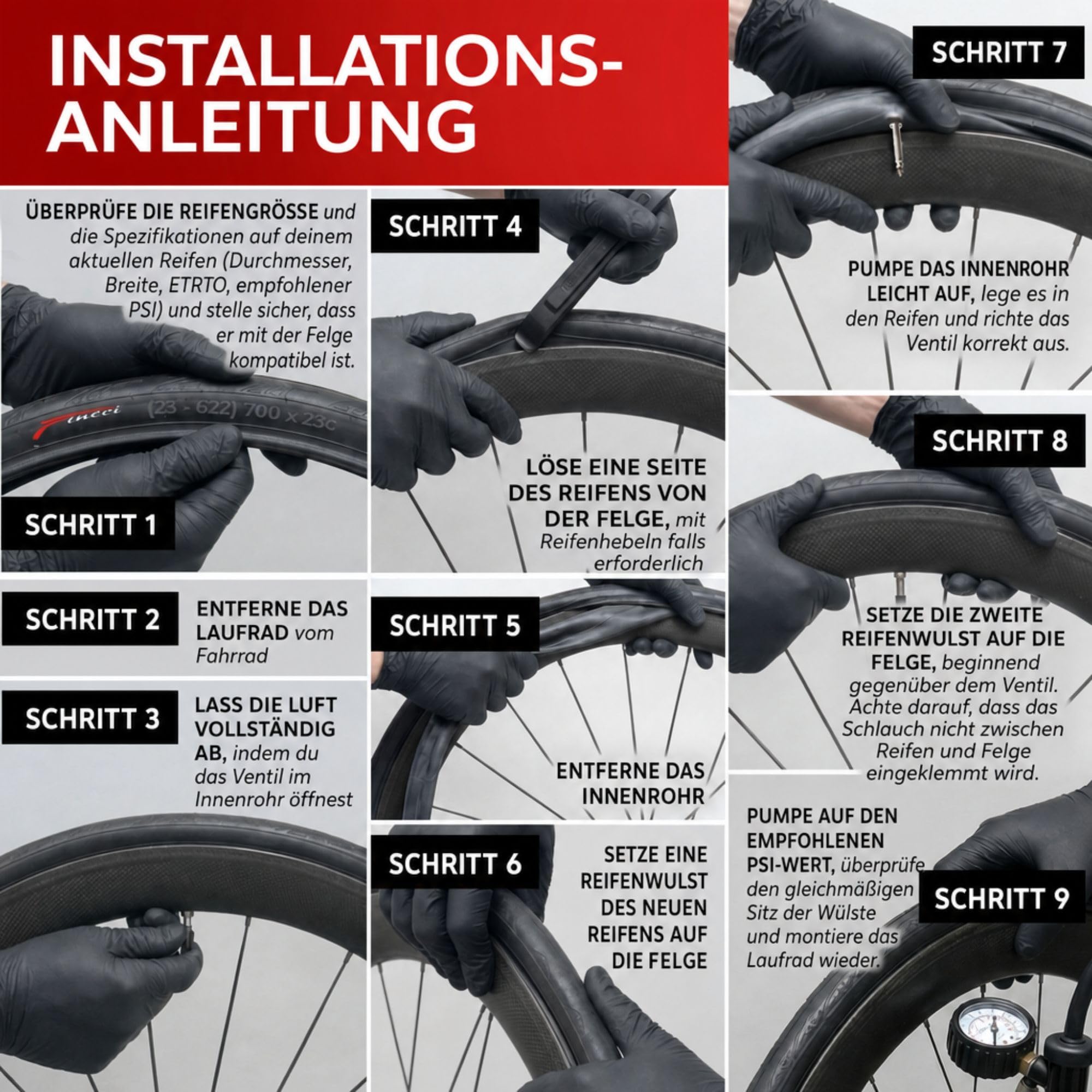 Fincci Rennrad Reifen 28 Zoll Set 2er 700x25c Faltbar 25-622 Kevlar 60 TPI | Fahrradreifen 28 Zoll 700x25c Superleicht 225g Faltreifen 2 Stueck fuer High Speed Road Bike Performance Fahrrad Mantel