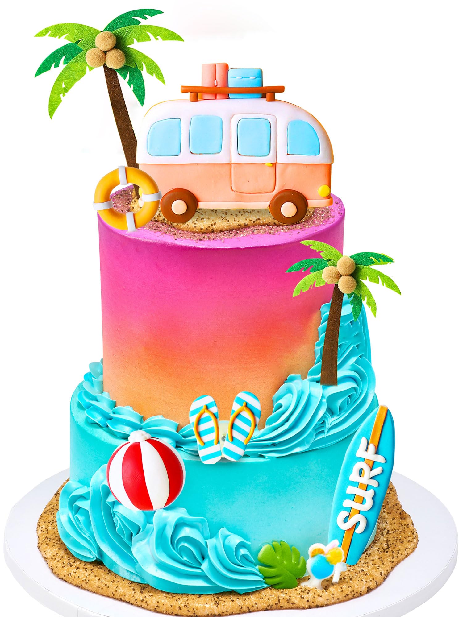 YUEcthynous Décorations De Gâteau Surf Et Plage – 20 Pièces Thème Hawaïen Pour Anniversaire Et Baby Shower
