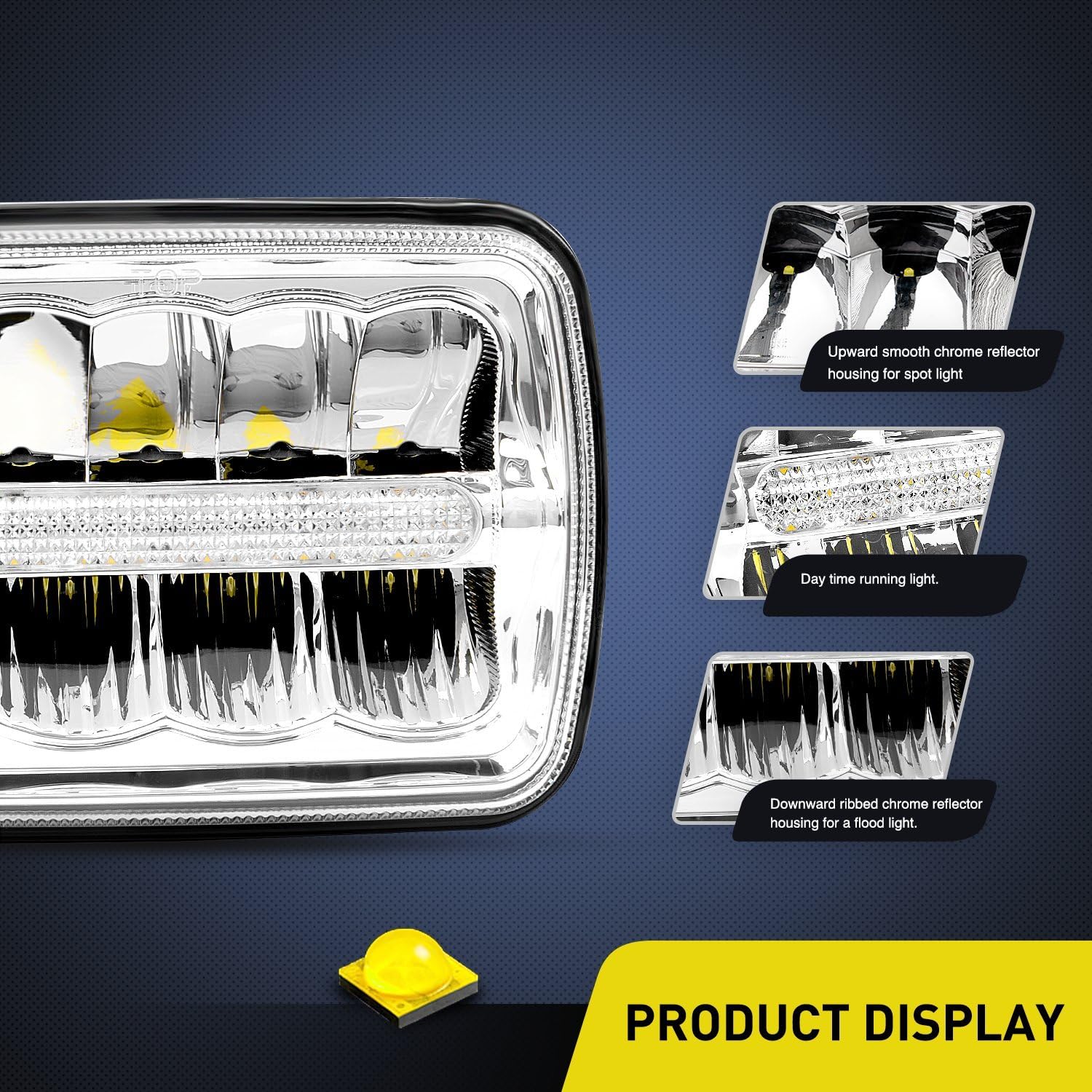 Nilight LED Headlights 7x6 5x7 45W Hi/Lo LED Sealed Beam Headlamp for Jeep Wrangler YJ Cherokee XJ Trucks 4X4 Offroad H6054 6053 6052 5054 Replacement, 2 Years Warranty (7x6 LED Headlights w/DRL)
