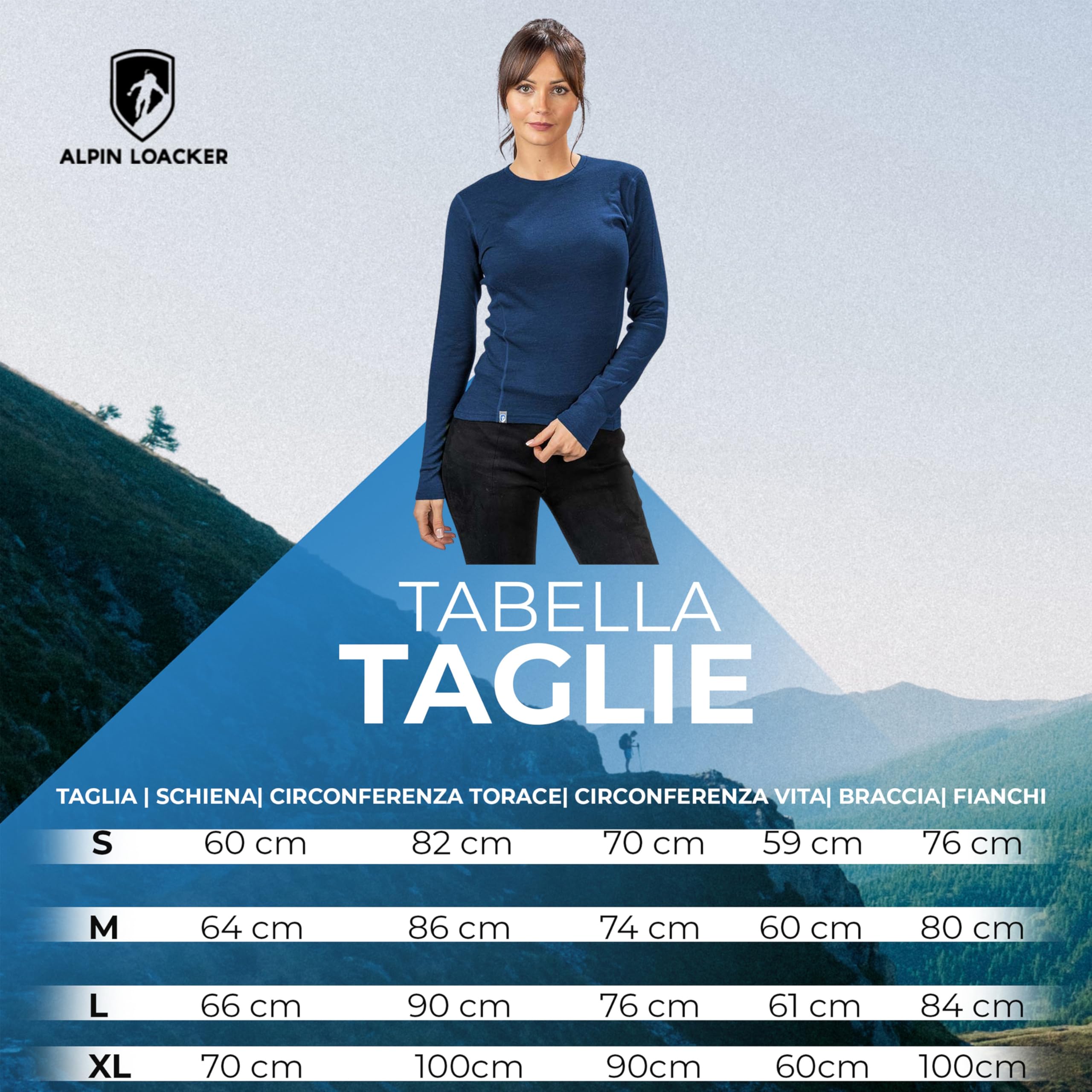 ALPIN LOACKER Maglie Lunghe Donna in Lana Merino - Maglietta e Intimo Termico per Sport e attività Outdoor