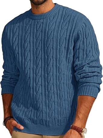 32% off: PJ PAUL JONES Mens Sweater Crewneck Cable Knit Pullover