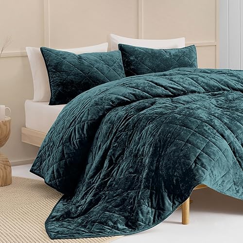SHALALA - Juego de edredón de terciopelo de lujo tamaño King, juego de edredón de terciopelo ultra suave y ligero, juego de ropa de cama de gran