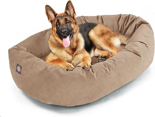 Miniatura 26 de Majetic Pet Products - Cama en forma de bagel para perro, de gamuza color gris, 40 pulgadas, con reposacabeza