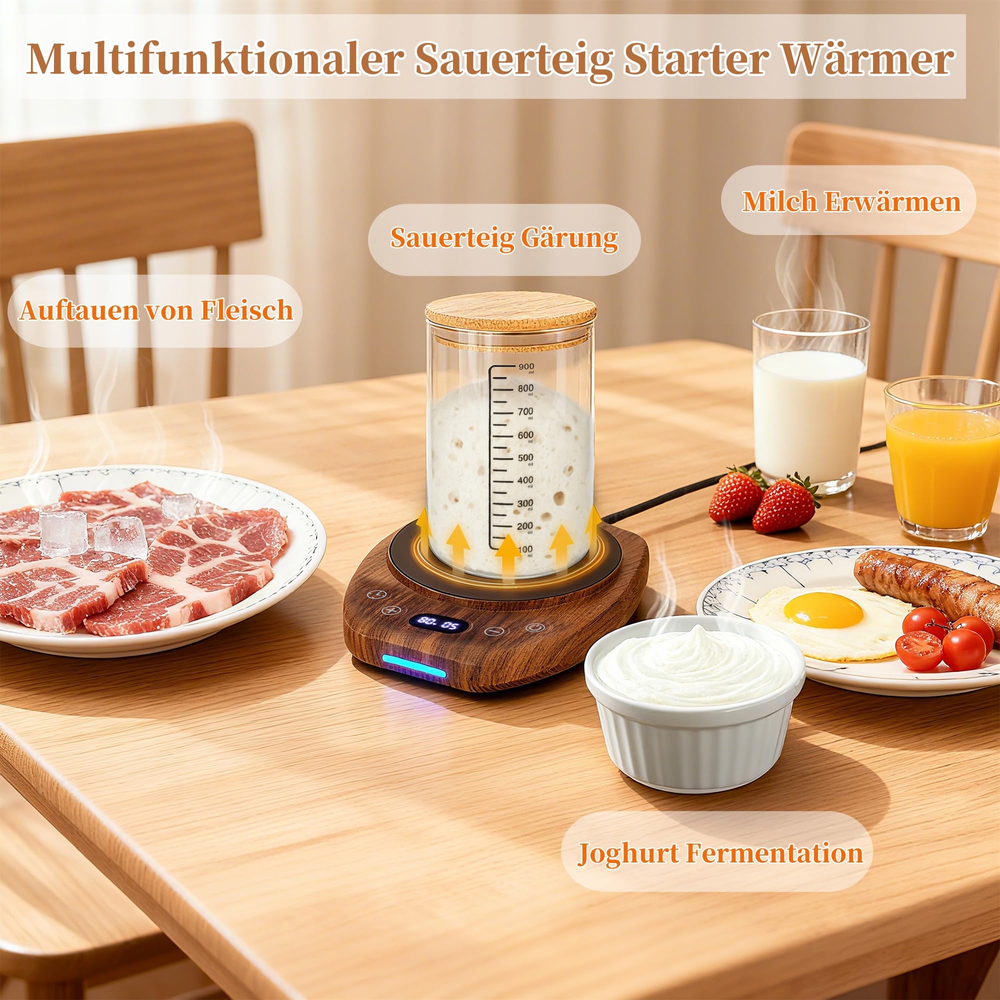 Sauerteig Starter Wärmer Thermostat Steuerung (21-49°C/70-120°F) 24-Stunden Einstellbarer Timer Sourdough Proofing Brot Backwärmer für Sauerteigfermentation & Haus Backen
