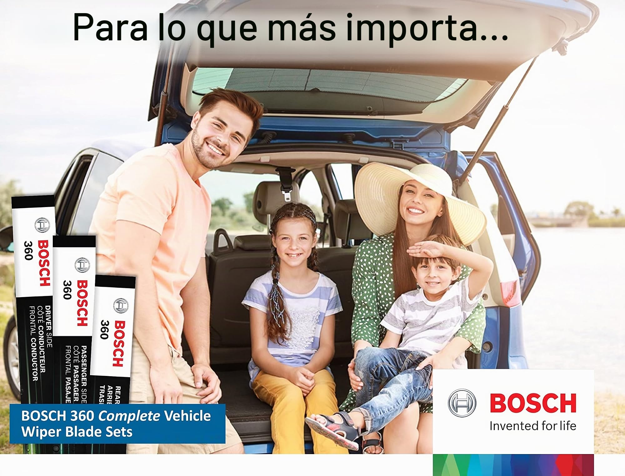 BOSCH Kit completo de limpiaparabrisas 360 para vehículo, incluye escobillas de haz delantero (par) + limpiaparabrisas trasero (1) de 22 pulgadas, 21 pulgadas, 11 pulgadas (B36012)