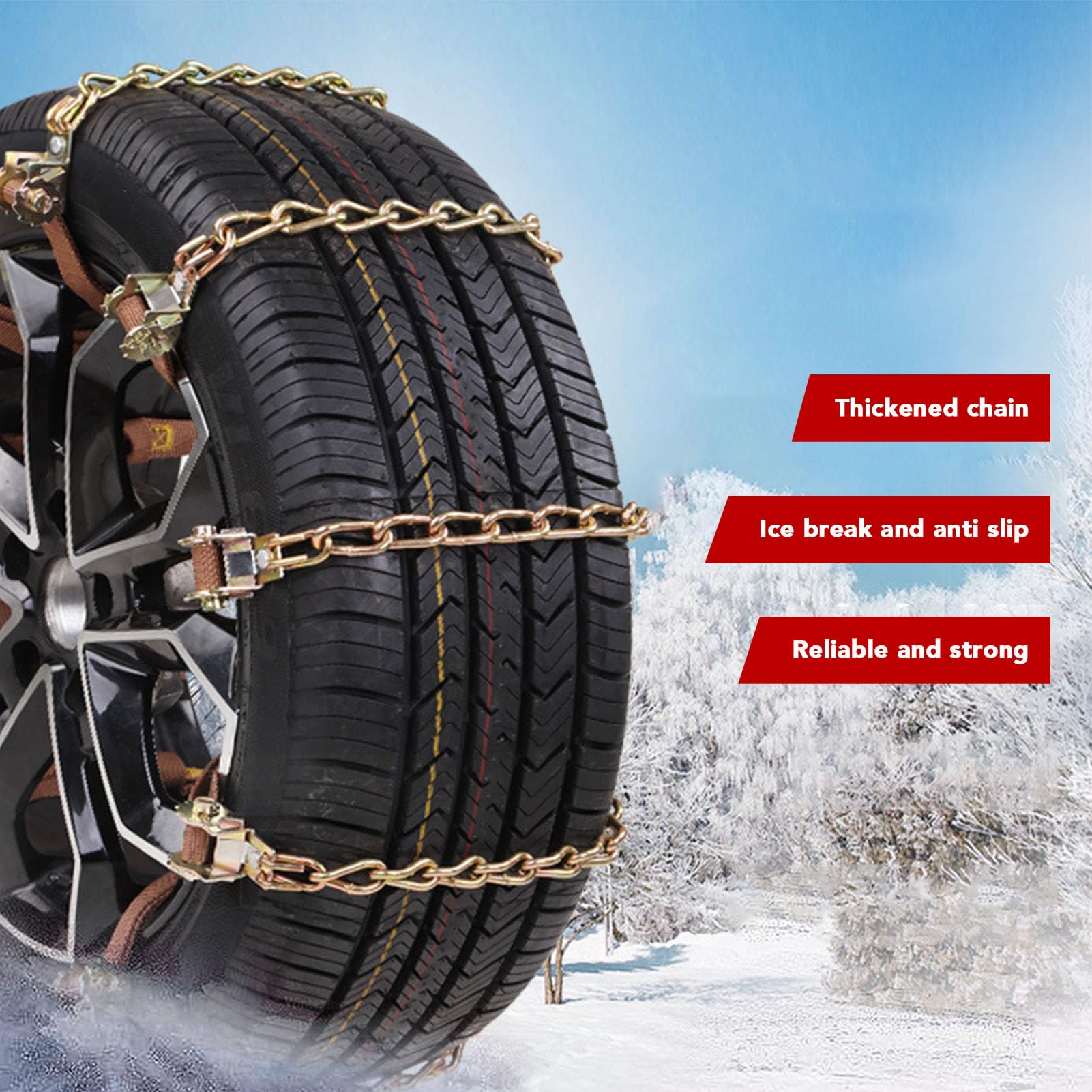 Catene da da 8 Pezzi, Lega di Acciaio Antiscivolo Ispessita Universale per Camioncino SUV per Auto, Larghezza Pneumatico 165-265mm
