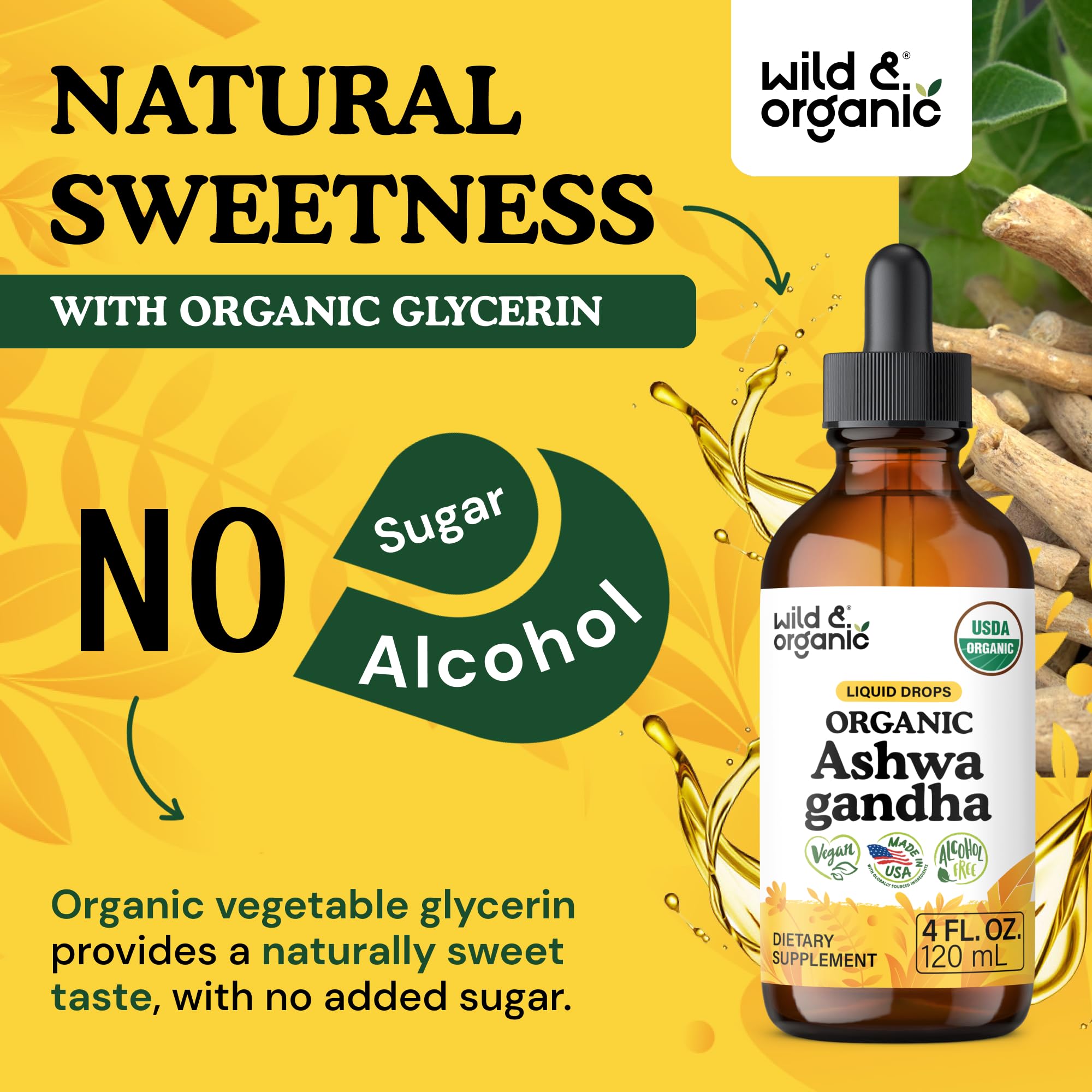 USDA Organic Ashwagandha Drops - Mood Support & Energy - 4 oz — Amazon image 6