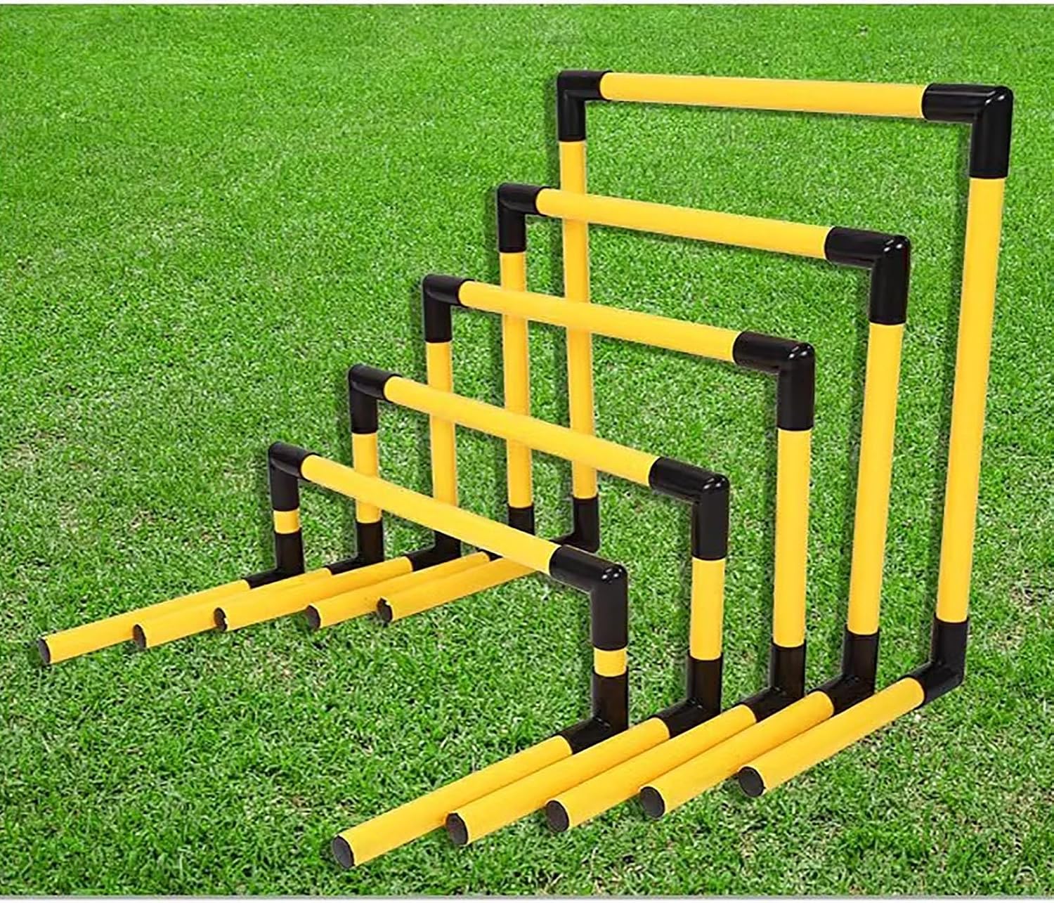 Football Hurdles Portable Jumping Hurdles Training Equipment, Red/Yellow Practice Hurdles for Track and Field, 5 Pack Different Height Race Hurdling O(Yellow)