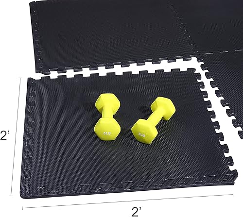 Miniatura 8 de BalanceFrom Azulejo de Espuma EVA Entrelazada para Ejercicio de 24 x 24 pulgadas  Piso de Rompecabezas Antideslizante para Gimnasio en Casa, Estudio