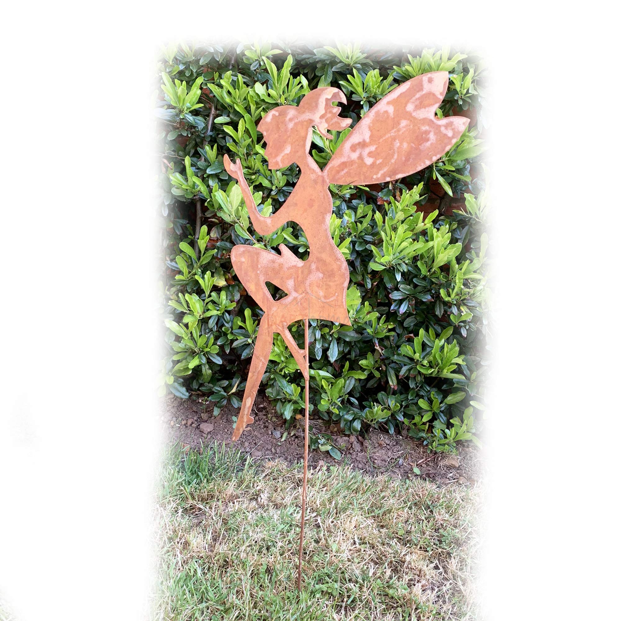 Darthome Rust Steel Fairy Angel Wings Outdoor Garden Silhouette Spike Statue Ornament Art