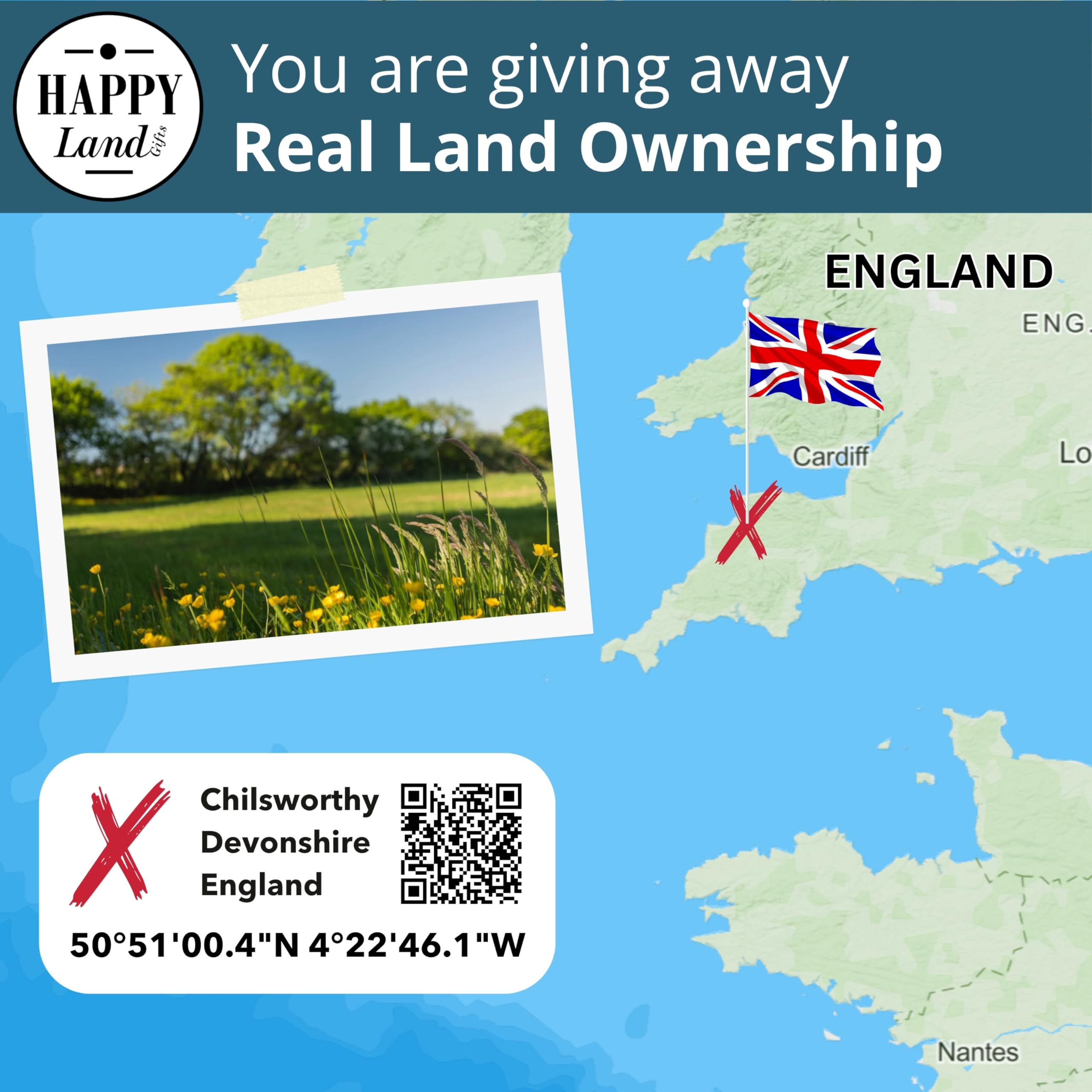 British Gifts for Women an Men | Real Piece of England | Highly Unique English Themed Gifts | Blank Certificate to Write in The Name of Your Choice | London Gift Ideas | British Christmas Gifts