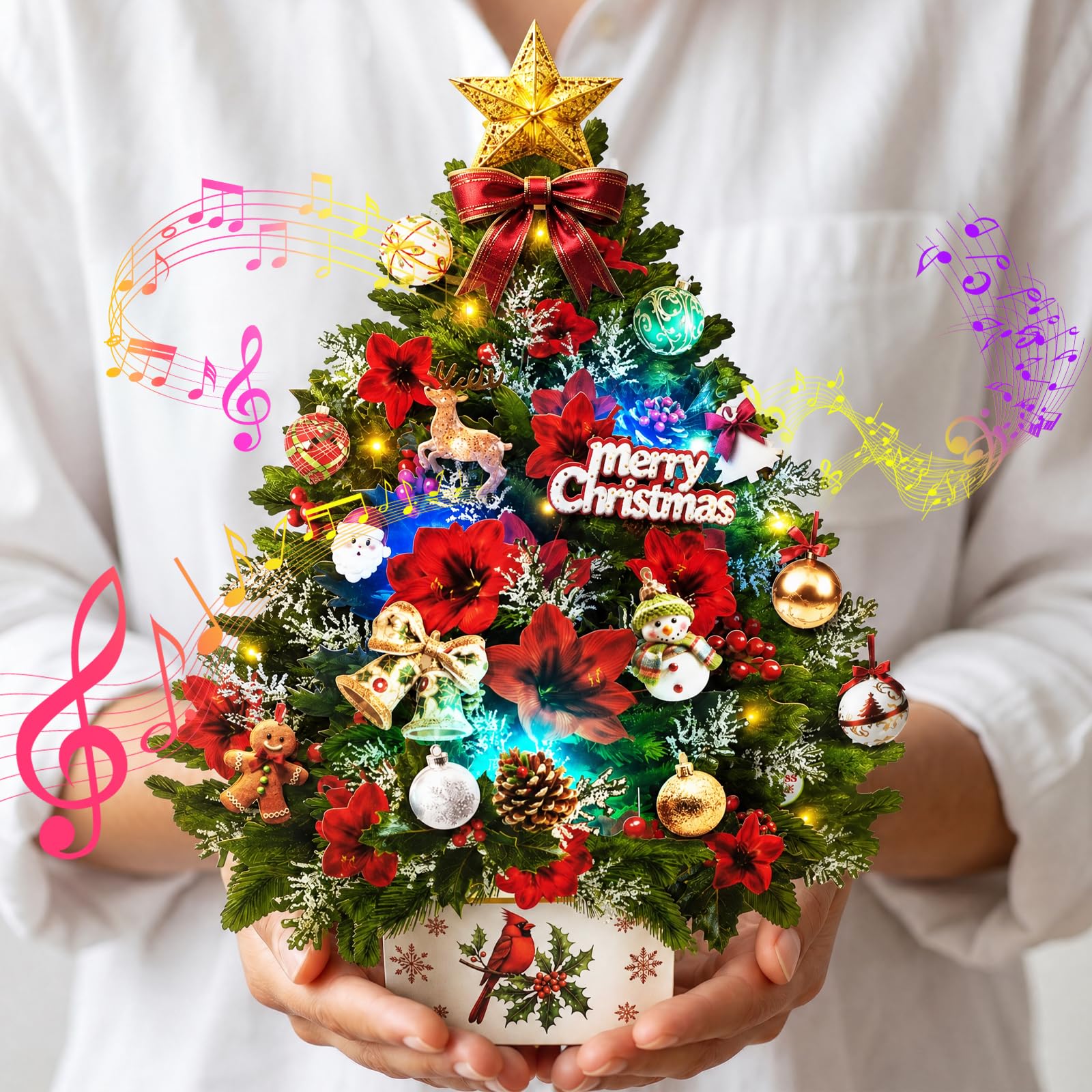 Christmas Card with Light Music, Handmade DIY Merry Christmas Tree Card