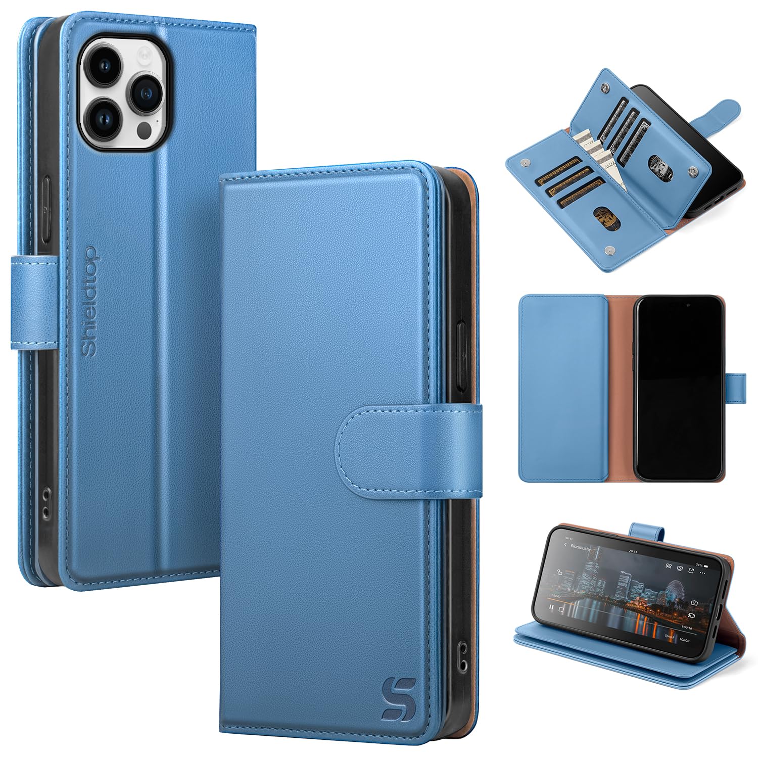 Shieldtop Compatible with iPhone 12 Pro Max Wallet Case with Card Holder,Women Men RFID Blocking PU Leather Flip TPU Protective Cover Credit Card