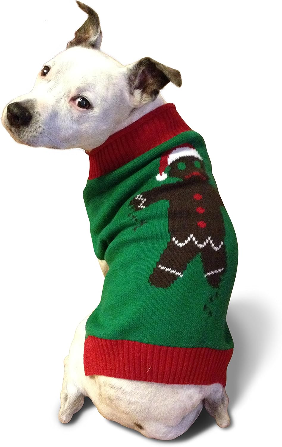 Ugly Christmas Sweater Gingerbread Man Dog Sweater, Large