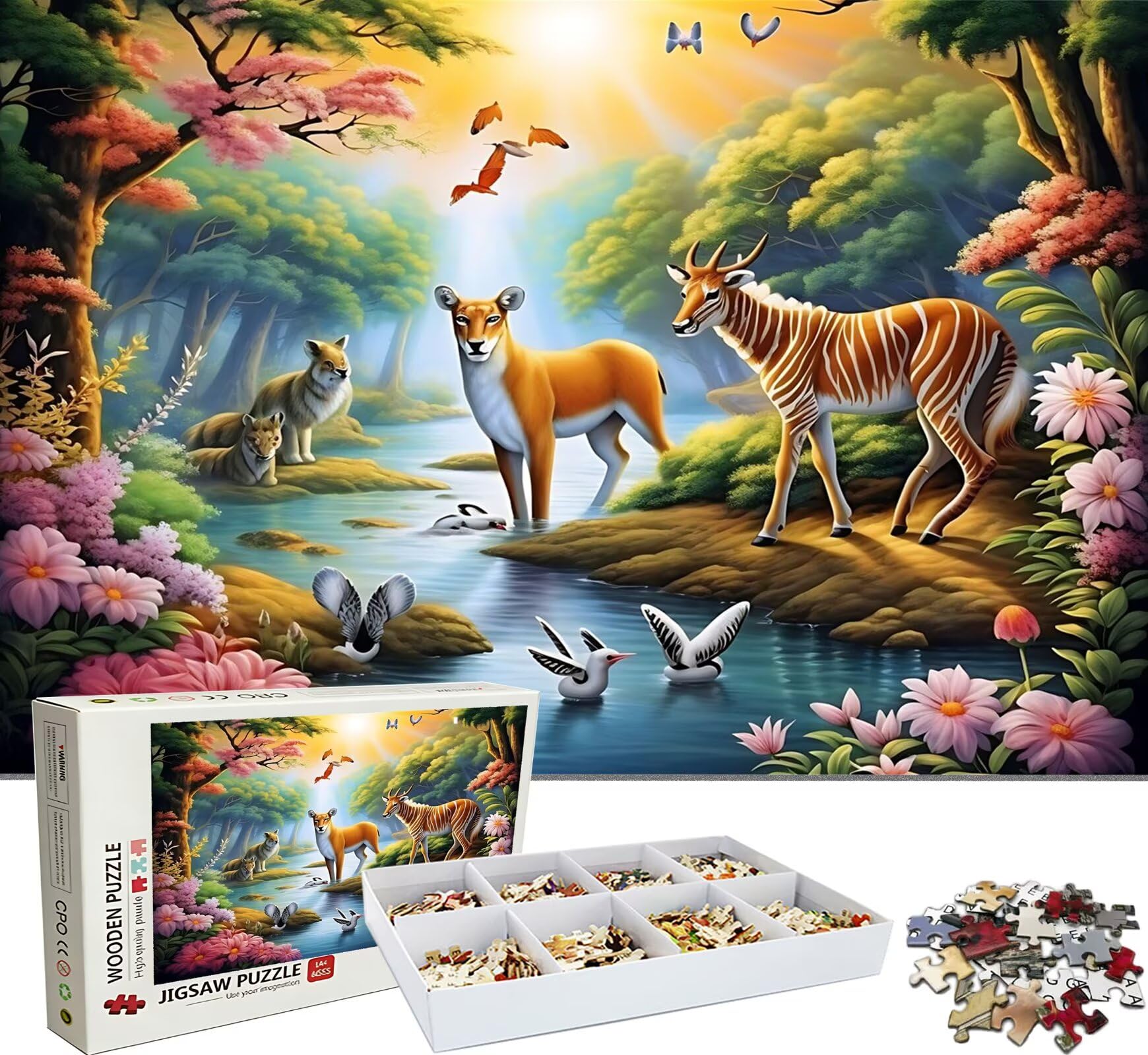 Puzzle 4000 Teile, Holzpuzzle Erwachsene - Impossible Puzzle 141.5 x 87.5 cm niffliges Denkspiel & Denksport für Frauen & Männer, Familienspiel für Spieleabende, Geschenk für Frauen Wald Tier-3 w0-760