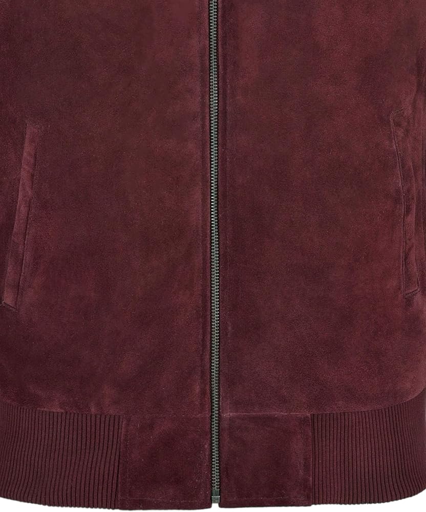 70'S Bomber Real Leather Jacket Cherry Suede Classic Retro