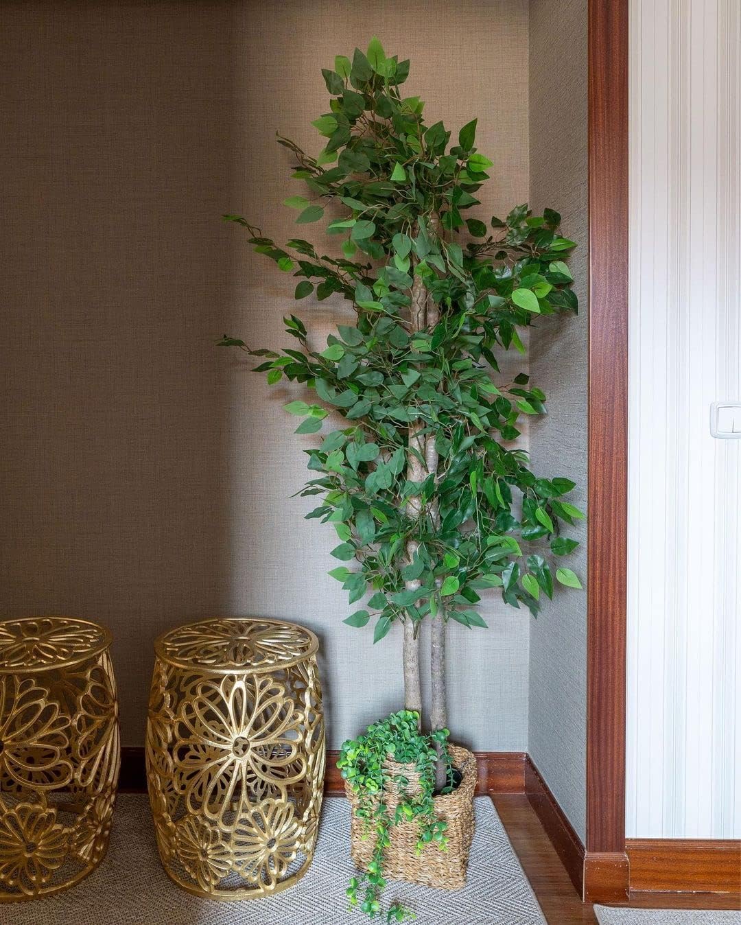 BLAINE | Ficus 59in | Decorative Artificial Plants | Large Artificial Plant | Artificial Plants for Indoor/Outdoor use | Realistic Decorative Artificial Plant for Home