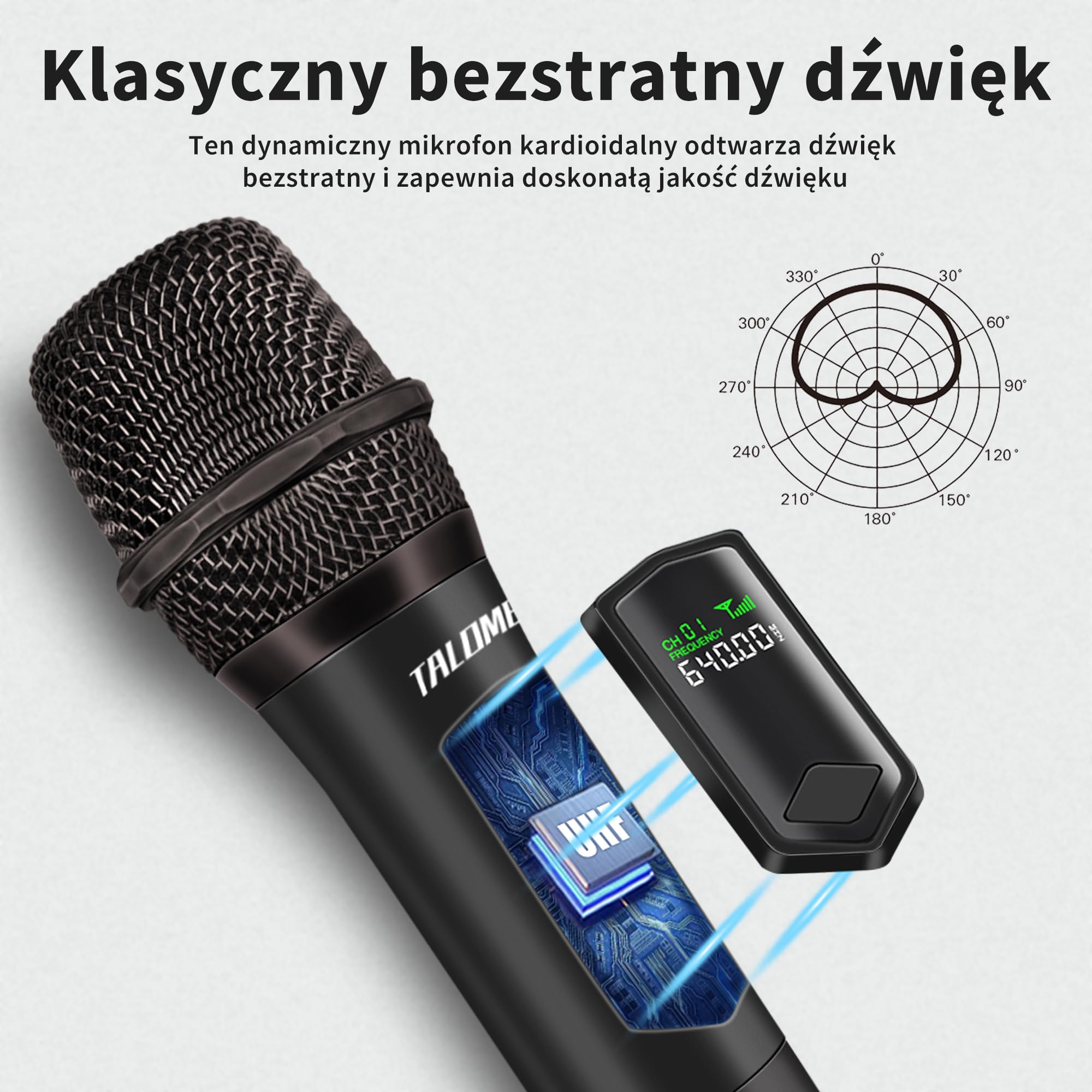 Talomen bezprzewodowy mikrofon 2,4GHz, 4 dynamiczne mikrofony ręczne z odbiornikiem ładowalnym, zasięg 160 stóp, idealny na karaoke, śpiew, imprezy, spotkania, K604 srebrny, czarny, zielony, fioletowy