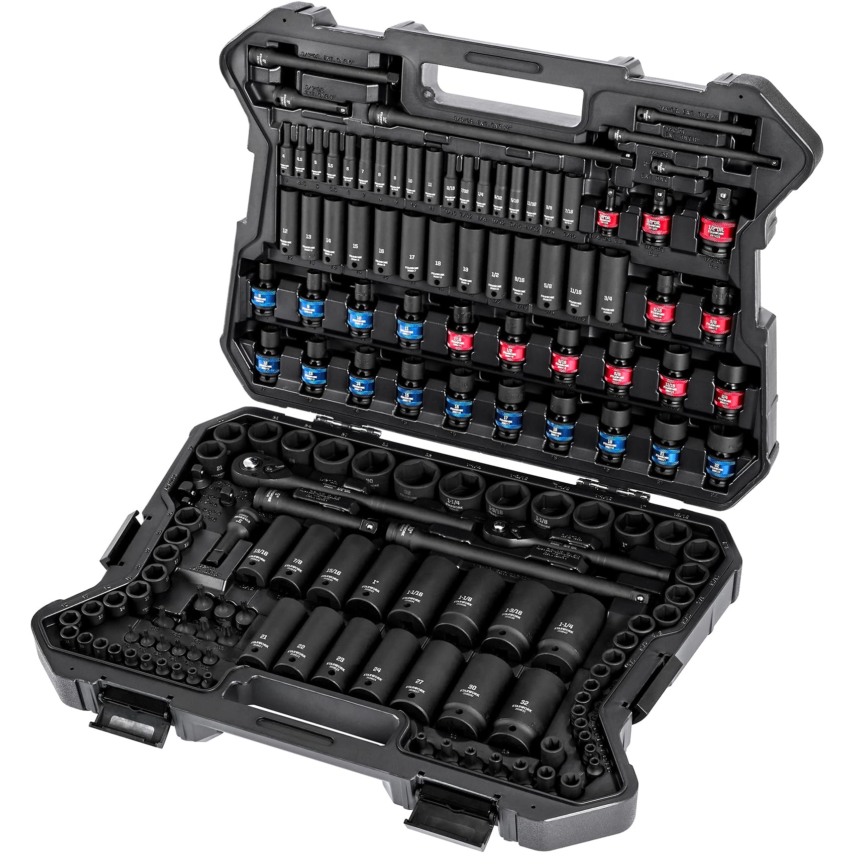 STARWORK TRUE MECHANIC 153-Piece Impact Socket Set, Professional, SAE/Metric