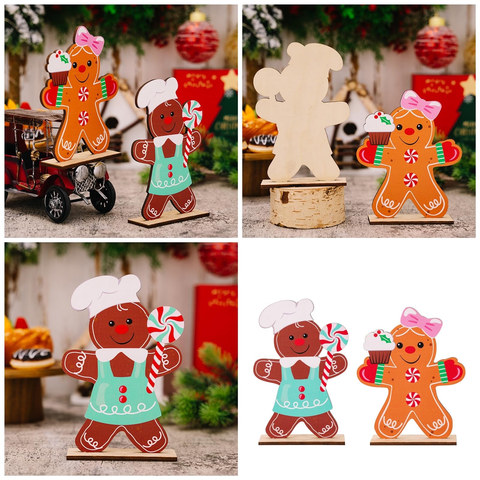 Amazon.co.jp: カラフルな木製ジンジャーブレッドマンの置物10個パック