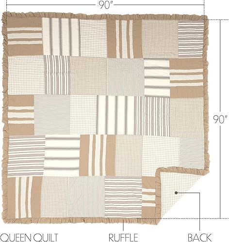 Miniatura 7 de VHC Brands Grace Farmhouse - Colcha reversible de algodón de gran tamaño, tamaño King, para todas las estaciones, color blanco, 120 pulgadas de