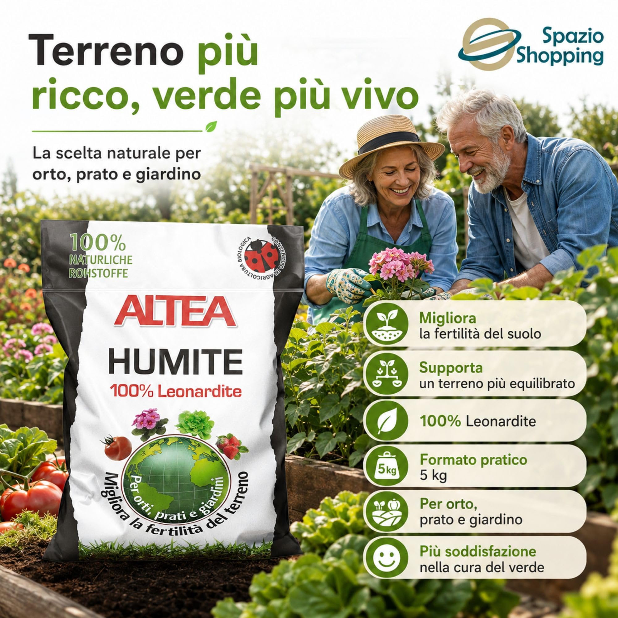 Altea Humite - Leonardita 100% para césped, huerto y jardín, mejora la fertilidad del suelo, ácido húmico y ácido fúlvico, saco de 5 kg (2) | Fertilizante para huerto, césped y jardín, mejora la fertilidad del suelo, 68% de materia orgánica, con ácidos hú