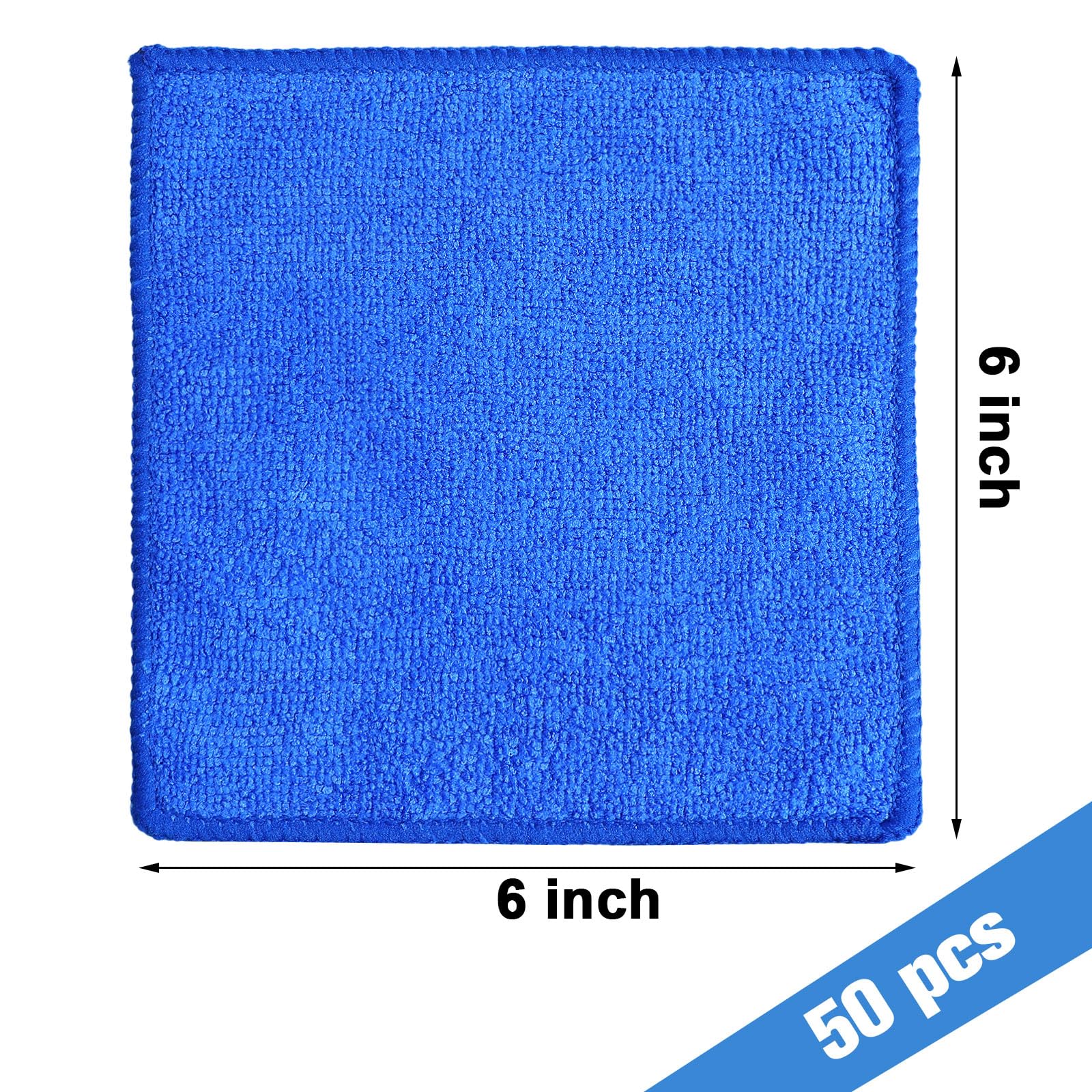 Tanlade Panno per la pulizia a secco, panno per la pulizia, strofinacci da cucina in microfibra per lavaggio auto (15,2 x 15,2 cm, blu, 50 pezzi)