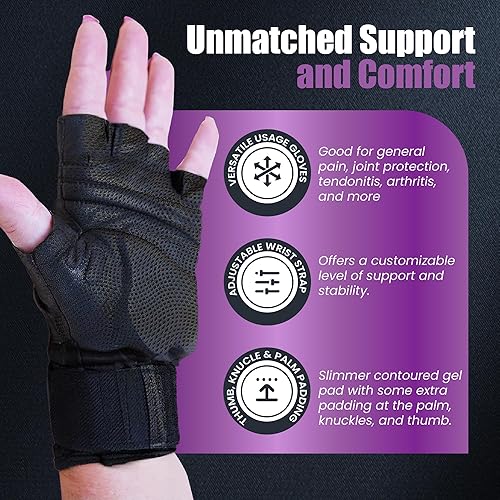 Miniatura 5 de Guantes de muñeca asegurados estilo Fusion, guantes acolchados de gel, guantes de entrenamiento con soporte para muñeca, guantes de yoga, guantes de