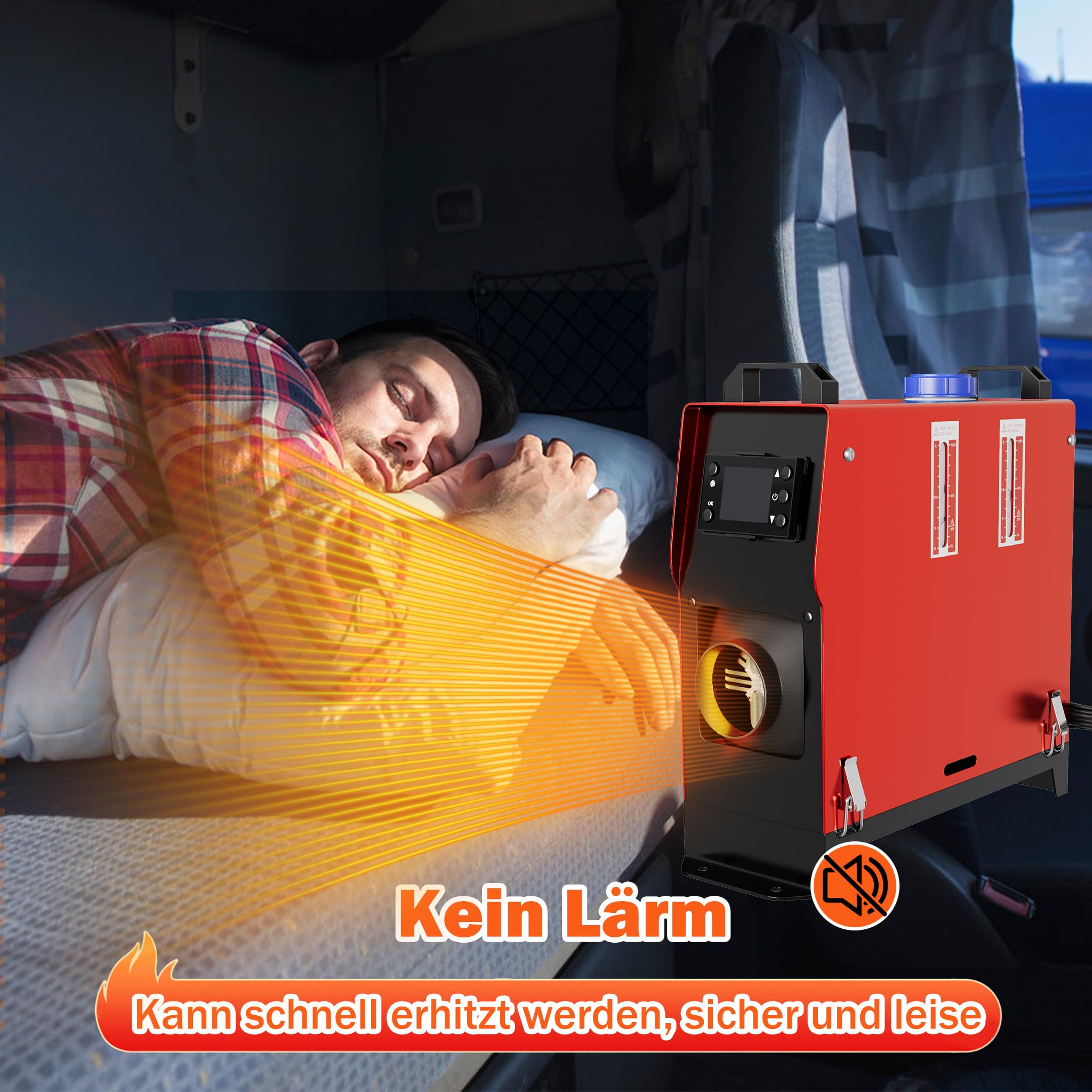 UISEBRT 12V Diesel Standheizung 8kw, Standhezung Dieselheizung Diesel Lufterhitzer, Air Diesel Heizung mit Fernbedienung LCD Monitor Schalldämpfer für LKW Wohnmobil RV Boote Auto (Rot, Typ B)