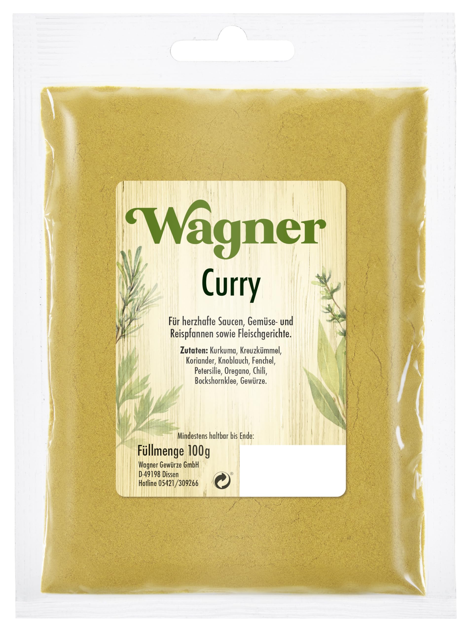 Wagner Gewürze - Curry Gewürzzubereitung | 100 g im Beutel