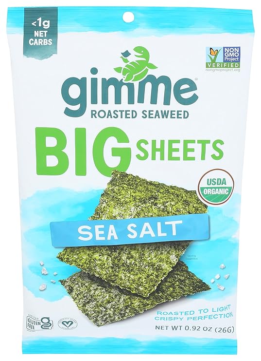 GIMME Organic Wrap N' Roll Roasted Seaweed Sheets, 0.92 OZ