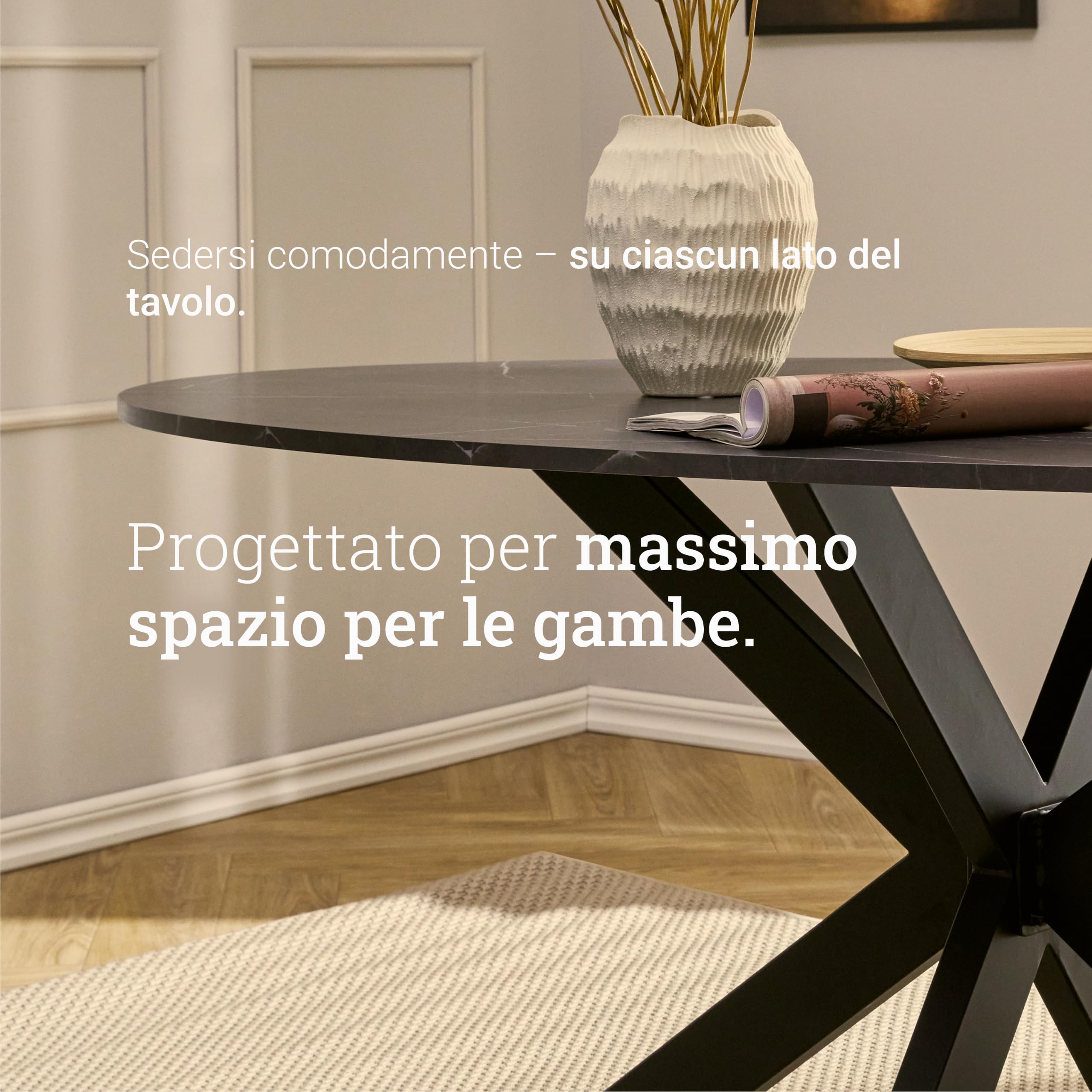 Natural Goods Berlin 1x Gambe per Tavolo SPIDER | Gambe Tavolo in Metallo Nero | Montaggio Semplice | Piedi per Mobili, come Tavolino, Scrivania e Tavoli da Pranzo | Piedi per Tavolo 71x68x120cm