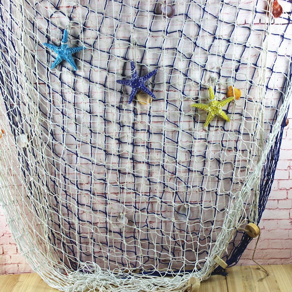 CHEVVY Filet De Pêche Décoratif 100 X 200 Cm – Set Mural Méditerranéen Avec Coquillages, Clips Et Clous Invisibles – Photos, Cartes, Guirlandes
